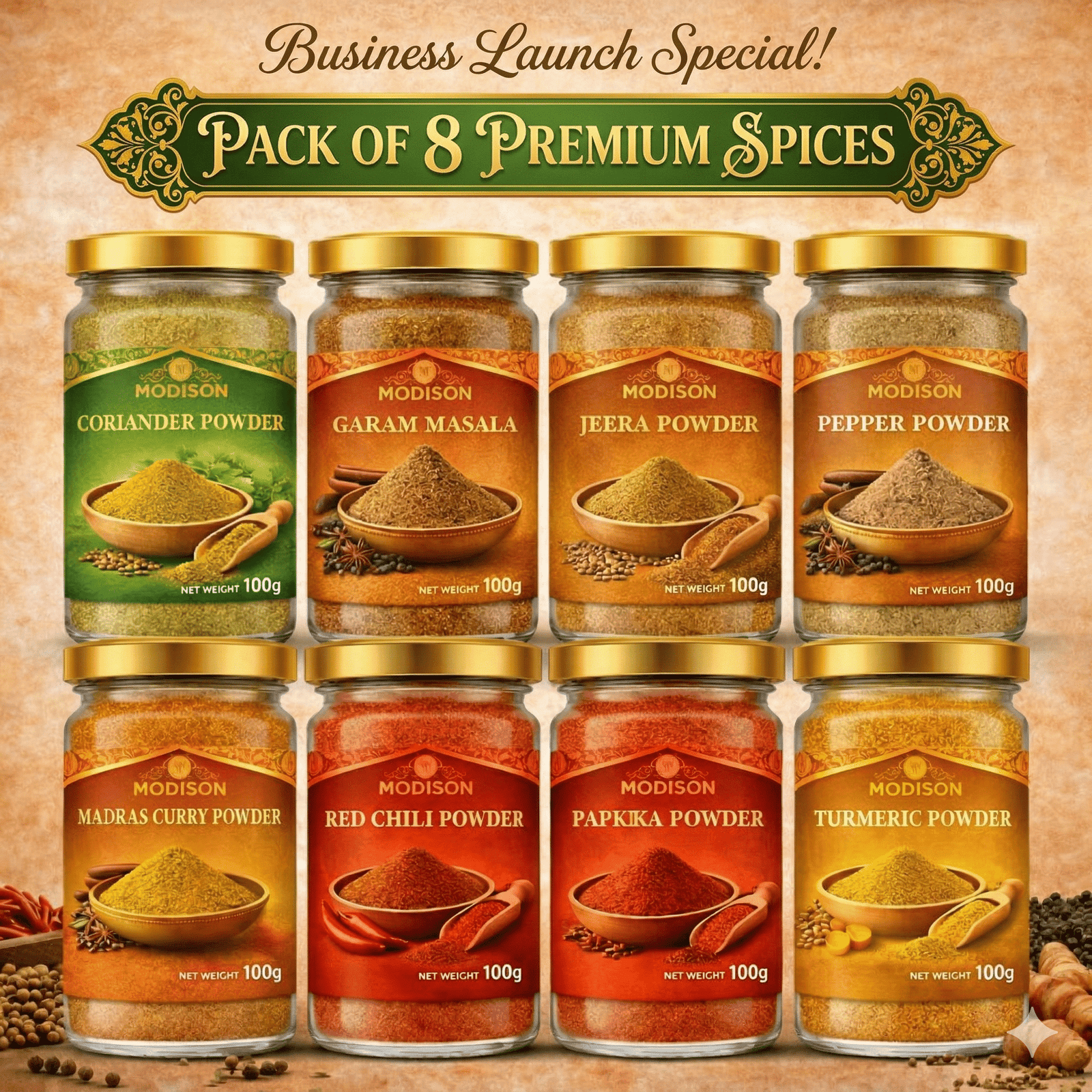 Modison Premium Spice Combo Pack of 8, Modison Premium Spice Combo Pack of 8